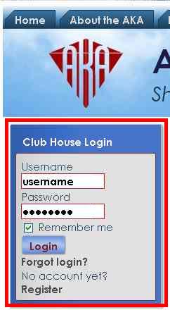 Club House Login Module Login to AKA Website